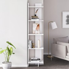 Tall Slim Corner Shelving Unit Wooden Ladder Style Rack for Books Plants