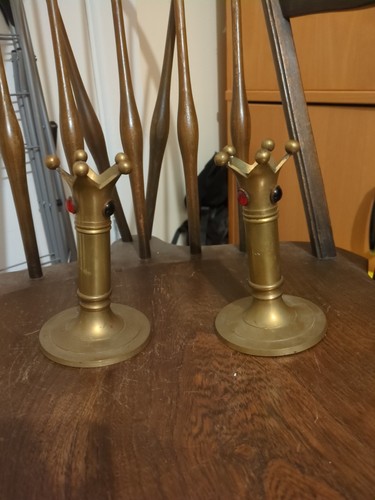 Pair brass coronet cabachon - pair,