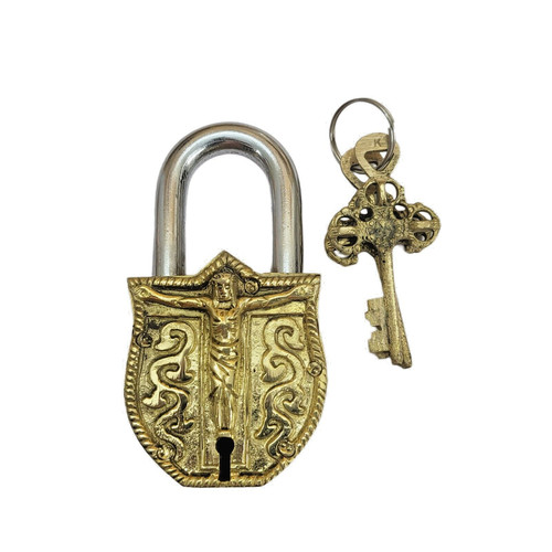 Antique padlock brass hand - antique,