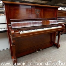Richard Lipp & Sohn Antique Upright Piano in Rosewood Cabinetry w/ Carved Decor