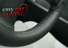 For VW Lupo 1998-2005 Black Perforated Genuine Leather Steering Wheel Cover Grey