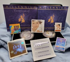 Year 2000 Solid Gold Silver Coin Millennium Royal Mint Queen Sterling 1999 Old