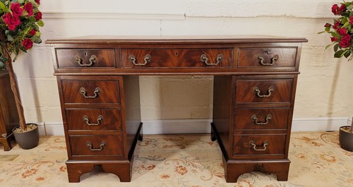 Vintage mahogany leather top - leather,