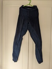 Romfh Blue Corduroy Breeches Jodhpurs Vintage Horse Riding Leather Suede 1