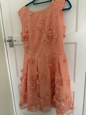 Peach coloured beautiful Bridesmaid Prom Dress Size 12 Voile