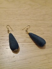 Vintage Faux Suede Teardrop Earrings
