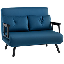 HOMCOM Click Clack 2 Seater Sofa Bed for Living Room, Guest Room, Blue