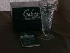 Boxed  Galway Crystal  5" LEAH  Footed Vase  -  Stamped - Ex Cond