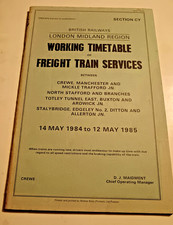 1984-1985 London Midland Region Railway Working Timetable  -Section CY Freight