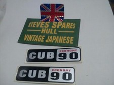 HONDA C90 CUB ,SIDE COVER DECALS. LATER 12 volt  MODELS.(stick on ).Pairs.