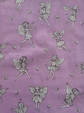 Michael Miller Flower Fairies toile  purple  piece - irregular piece - see image