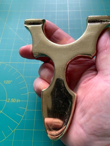 Solid brass slingshot - solid, /