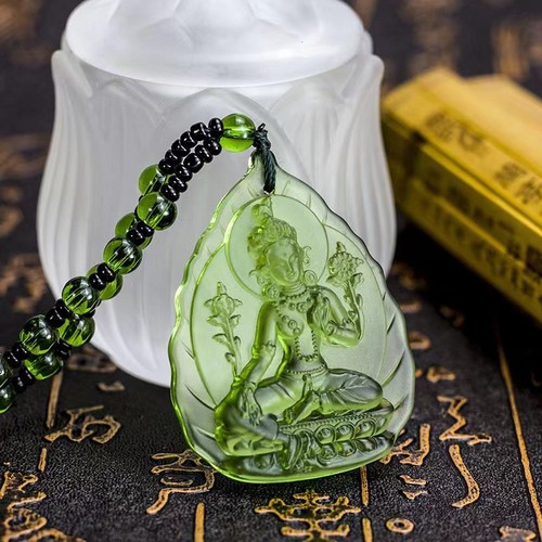 Green tara necklace long - tara,