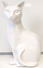 Poole Pottery White Glaze Sitting Cat Figurine - 11.5"