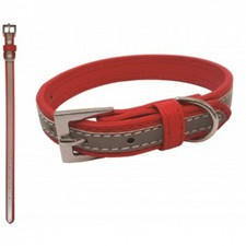 Dog Leather Collar with Reflective Doggy Puppy Collars Red Chihuahua York Poodle