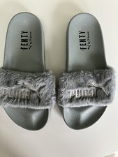 Fenty Puma By Rihanna Women’s Sliders Size 3.5 UK Grey Faux Fur