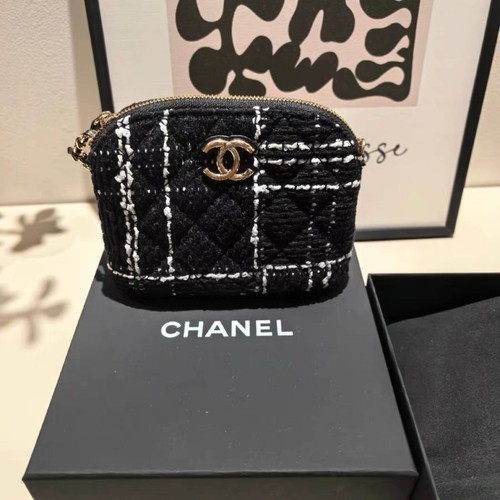 Black tweed chain bag - bag, women