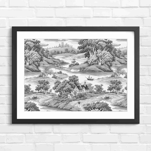 Pastel toile river landscape - toile,