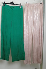 TU Sample 2Pcs Set Size 12 Green Crinkle Trousers Pink Metallic Wide Leg NEW F2