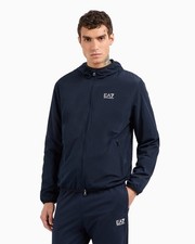 Mens EA7 Emporio Armani 8NPB22 Core Identity Hooded Bomber Jacket - Blue