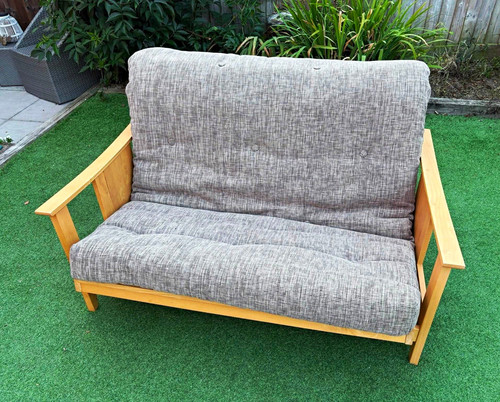 Convertible grey fabric futon - convertible,