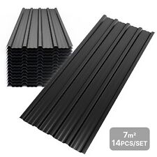 Mondeer 14PCS Roofing Sheets 7m² Trapezoidal Grooved Roof Waterproof Tile Black