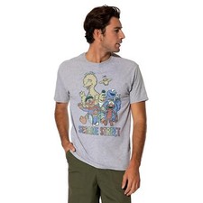 Sesame Street Mens T-shirt Colourful Group Top Tee S-2XL Official