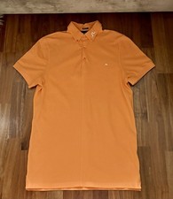 J. Lindeberg Men's Polo Shirt Top In Orange Small Golf