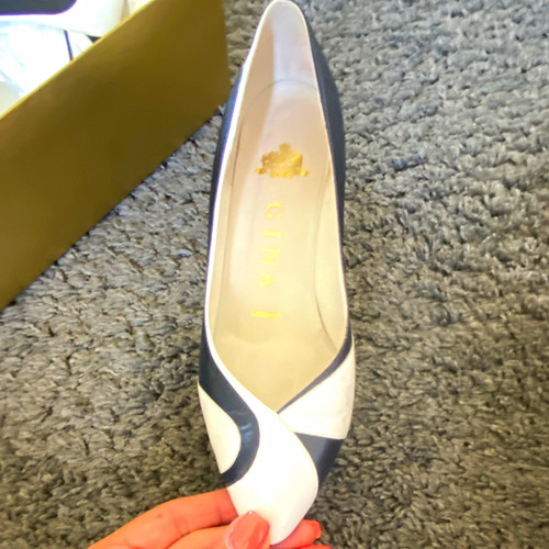 Gina navy white leather - &,