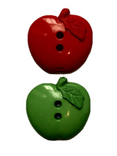 Novelty Apple Buttons Red / Green 23 X 24mm Pack Of 6