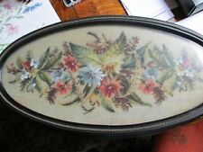 Large Victorian/Edwardian Embroidery Needlework/Beaded  Oval  Ebony Tray WOW