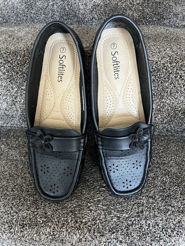 Softlites black slip shoes - black,