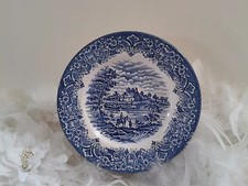 White & blue Decor plate with watermill, Homeland Grindley Blue Transferware