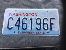 American License Plate Washington Evergreen State C46196F FREE POSTAGE