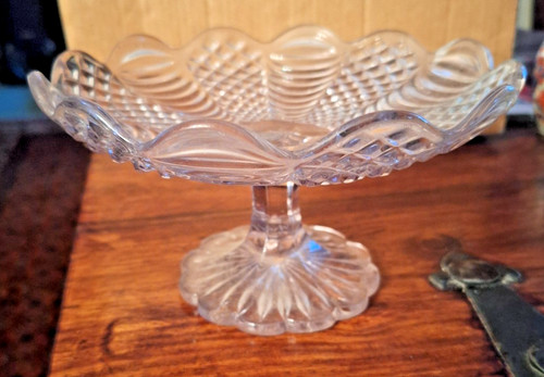 Vintage pressed glass pedestal - vintage,