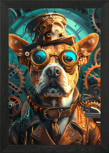Steampunk animal dog - dog, framed