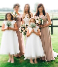Dessy Bridesmaids Dress size 16 Long, Topaz Nude Blush Colour