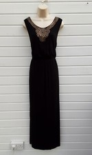 LONG DRESS,BEADED,GRECIAN,PARTY,CASUAL,60S,70S,80S,VINTAGE LOOK,STRETCH,SIZE 14