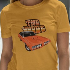 Classic car shirt featuring orange 69 Pontiac GTO Judge - Unisex T-shirt