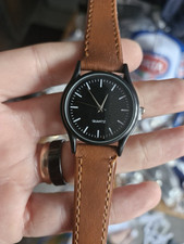 Ladies Womens Watch Black Brown Leather Small Face Quartz