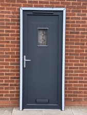 UPVC GLAZED FRONT DOOR ANTHRACITE GREY 3 KEYS 92cm WIDE 208.5cm HIGH Can Deliver