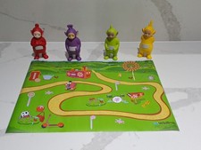 Teletubbies Figure Set X 4 Full Set And Play Mat FAST P&P 6" Tall Hard Plastic 