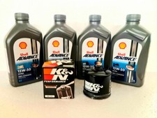 DUCATI 1098 R / S 2007-2009 K&N OIL FILTER 15W50 SHELL ADVANCE SERVICE KIT