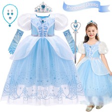 Kid Girls Cinderella Fancy Dress Costume Princess Party Birthday Outfit Clothing