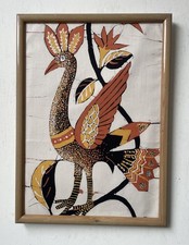Original African Modernist Batik Print Of A Bird