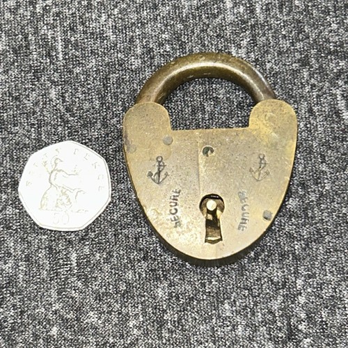 Antique padlock brass small - , no
