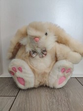 Keel Toys Simply Soft Patchfoot Rabbit 18cm Plush Bunny – Cream with Bow –