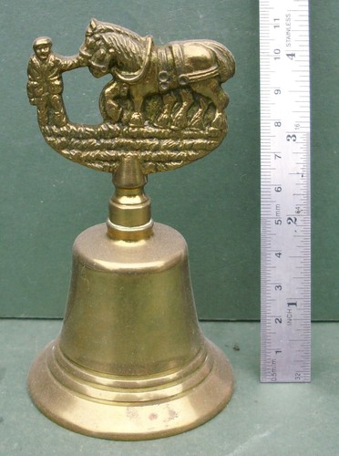 Brass bell handle - brass, depicts