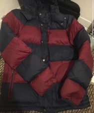 jack wills navy and burgundy puffa coat, size small mens 