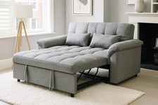 2 Seater Sofa Bed Reversible Sofabed Pull-Out Sleeper Corner Sofa Linen Fabric